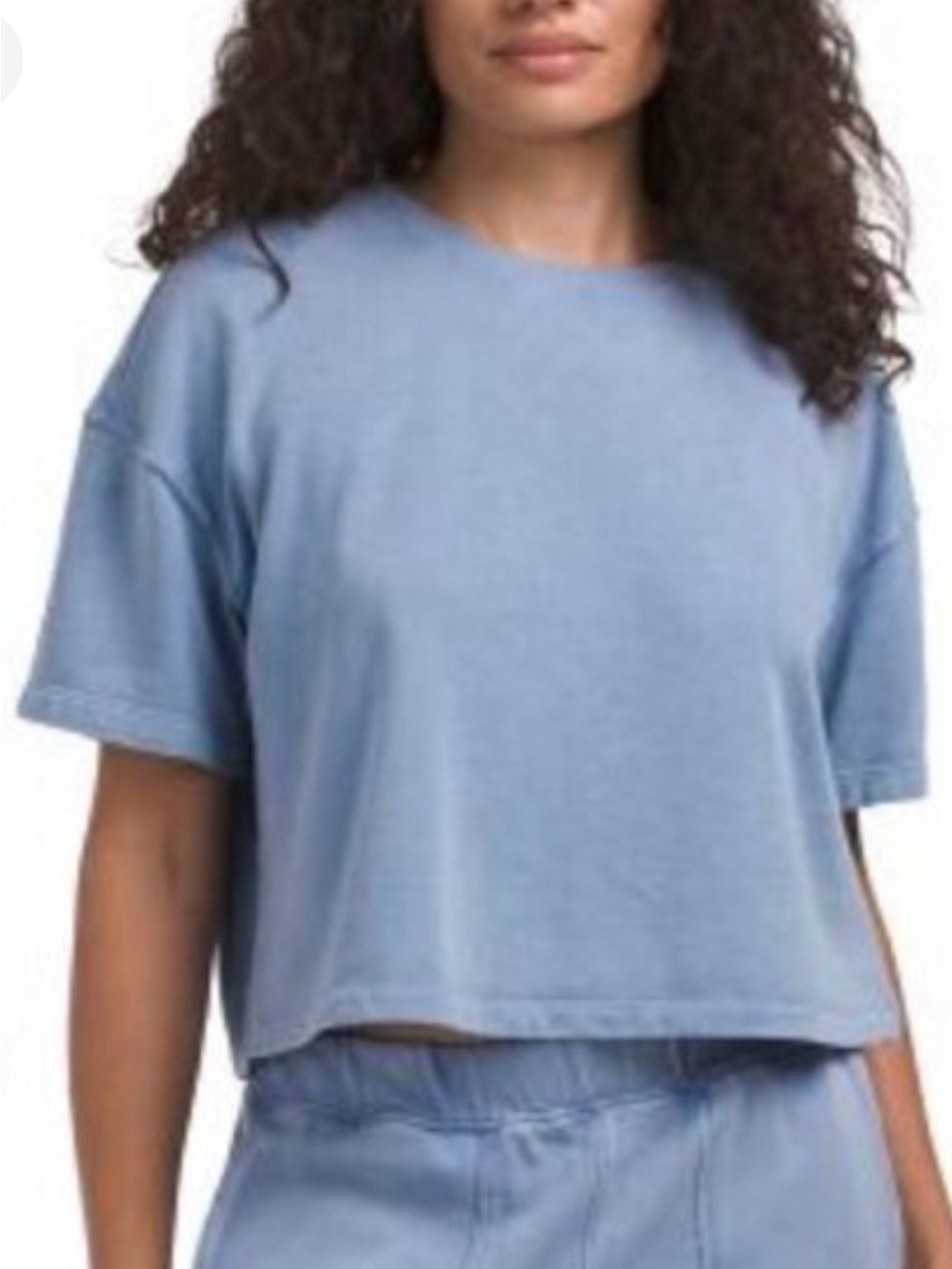 Sundry Sky Blue Cropped Crew Tee